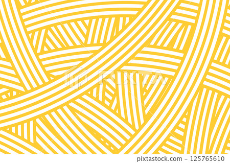 Curvy yellow lines. Ramen or noodle pattern. Pasta, tagliatelle or macaroni background. Spaghetti texture. Traditional Italian, Chinese of Japan food print. Vector flat illustration 125765610