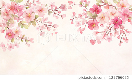 水彩畫的櫻花框架 125766025