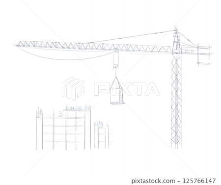 Building crane sketch Building crane sketch 125766147