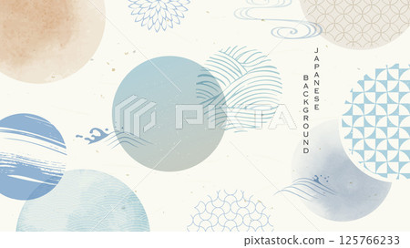 Cool Japanese pattern and watercolor background Cool Japanese pattern and watercolor background 125766233