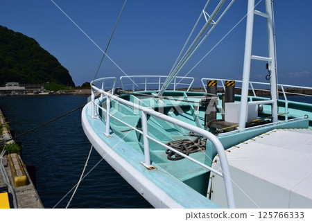 錨定在漁港的漁船 125766333