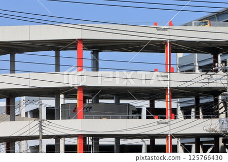 Logistics center and trucks 125766430