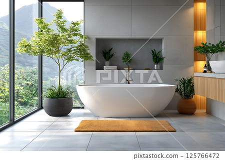 modern interior of bathroom 125766472