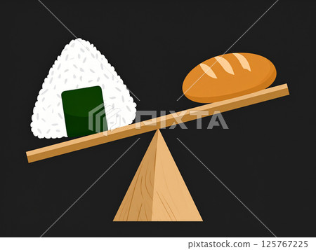 米飯和麵包的比較 125767225
