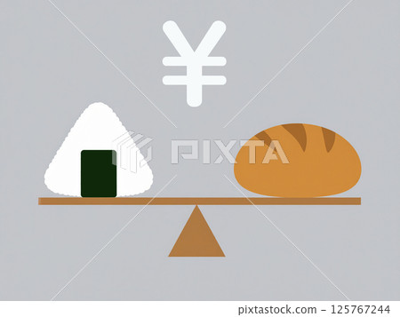 米飯和麵包的比較 125767244