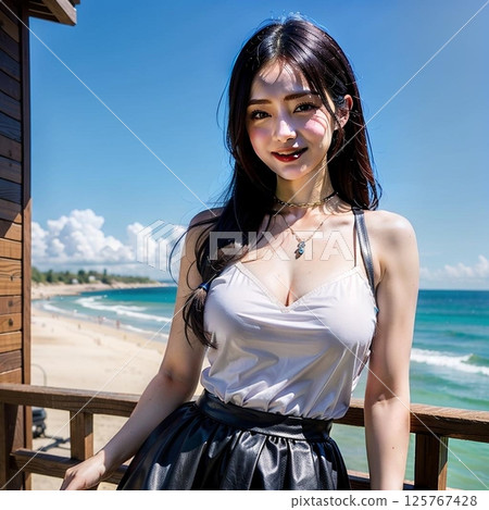 Swaying in the breeze at a seaside resort 125767428