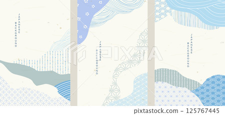 Cool Japanese pattern, wave and abstract shape background Cool Japanese pattern, wave and abstract shape background 125767445