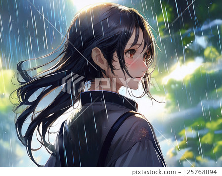 A sad farewell, a rainy street corner 125768094