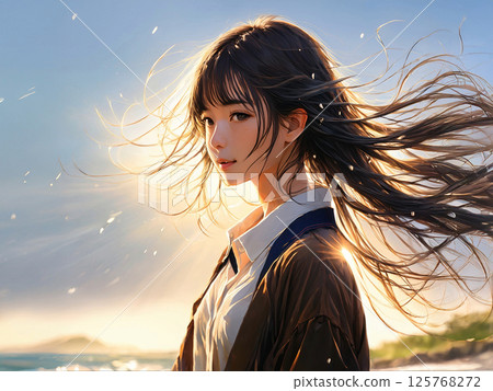 風與陽光背光系列女性插畫 125768272