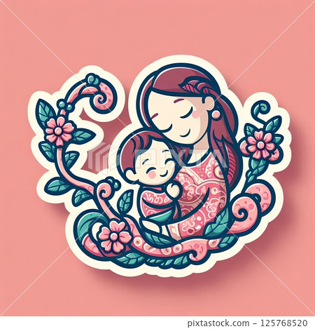 Mother and Child Embrace for Mothers day with Generative AI. 125768520