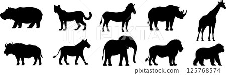 Simple animal silhouette set Simple animal silhouette set 125768574