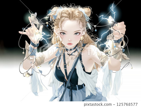 Illustration material of an electric fairy who controls lightning Illustration material of an electric fairy who controls lightning 125768577