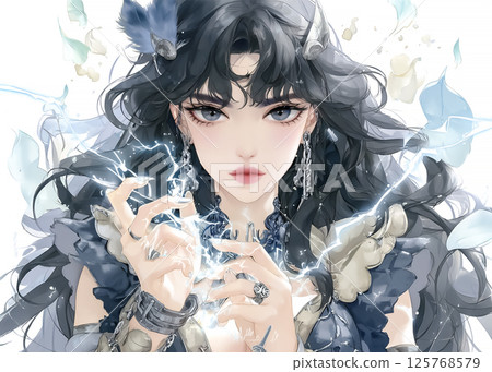 控制閃電的電妖精的插畫素材 控制閃電的電妖精的插畫素材 125768579