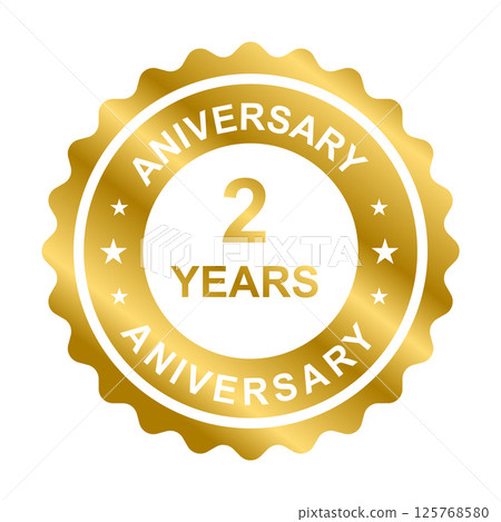 2 year anniversary gold icon vector for graphic design, logo, website, social media, mobile app, UI illustration 125768580