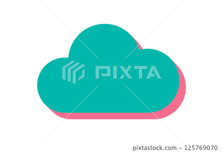 Brutalist cloud icon. Abstract figure in flat shape with shadow. Minimal modern element, brutalism aesthetic, graphic style, suitable for contemporary design projects. Brutalist cloud icon. Abstract figure in flat shape with shadow. Minimal modern element, brutalism aesthetic, graphic style, suitable for contemporary design projects. 125769070
