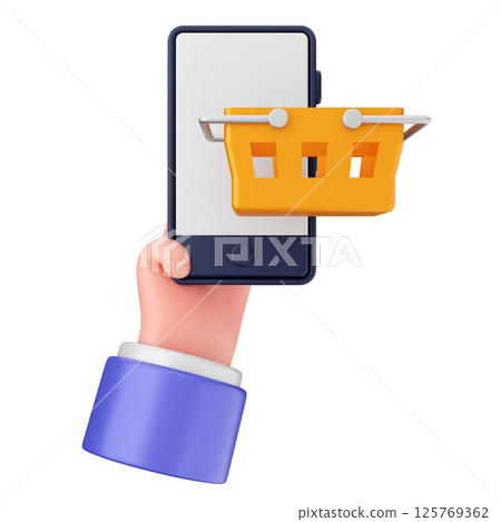 3d smartphone icon online shopping basket 3d smartphone icon online shopping basket 125769362