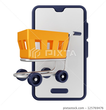 3d smartphone icon online shopping 125769476