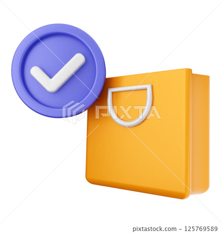 3d verification check mark approve shopping bag 3d verification check mark approve shopping bag 125769589