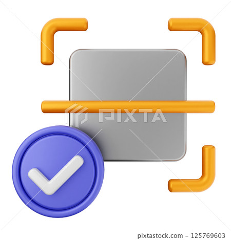 3d verification check mark approve scan barcode 3d verification check mark approve scan barcode 125769603