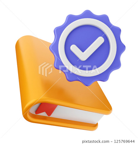 3d verification check mark approve book 125769644