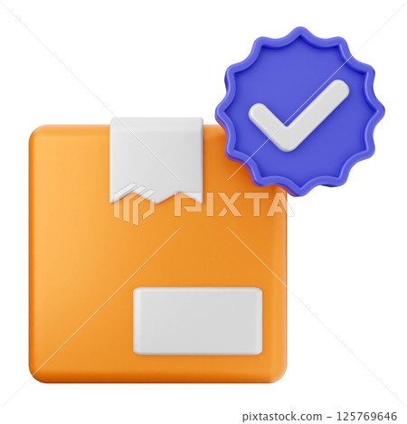3d verification check mark approve delivery box 3d verification check mark approve delivery box 125769646