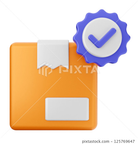 3d verification check mark approve delivery box 3d verification check mark approve delivery box 125769647