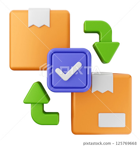 3d verification check mark approve delivery box 3d verification check mark approve delivery box 125769668