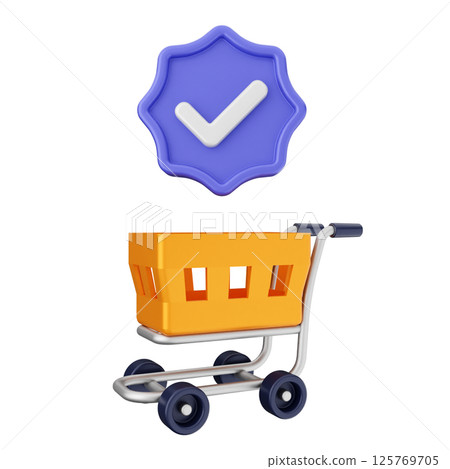 3d verification check mark approve online shopping cart 3d verification check mark approve online shopping cart 125769705