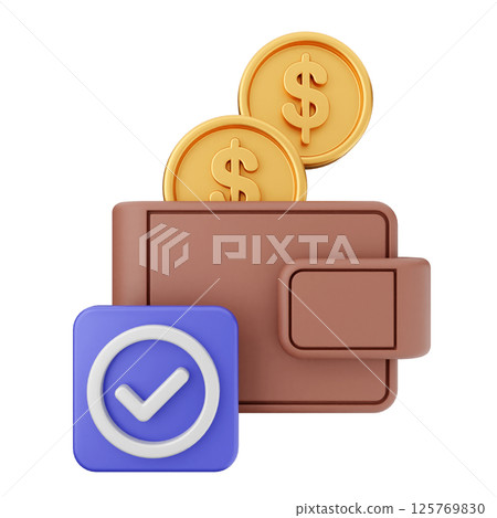 3d verification check mark approve payment 125769830