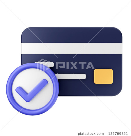 3d verification check mark approve credit card payment 125769831