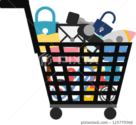 購物車圖形插圖中的業務圖標 購物車圖形插圖中的業務圖標 125770566
