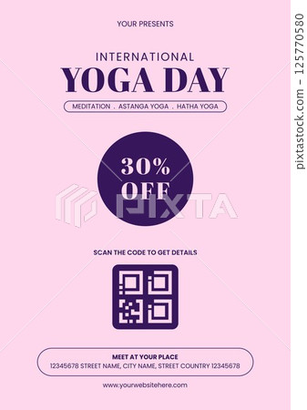 Cartoon Illustration of International Yoga Day Awareness Flyer 125770580
