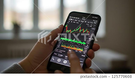 Hands Holding Smartphone Stock Market App Hands Holding Smartphone Stock Market App 125770608