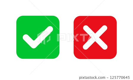 Check mark and cross symbol 125770645