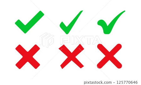 Check mark and cross symbols	 125770646