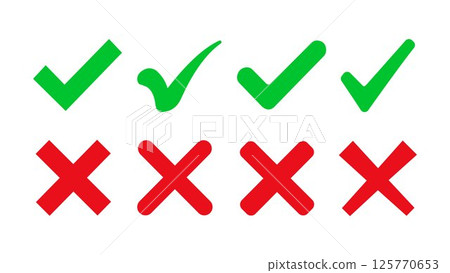 Check mark and cross symbols	 125770653