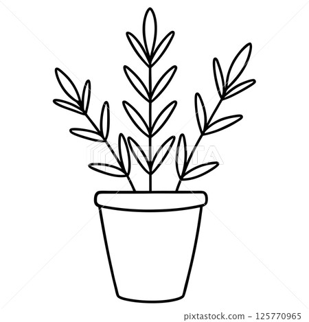 Minimalist Potted Lavender Plant Icon Elegant Floral Illustration for Wellness and Eco Friendly Designs 125770965