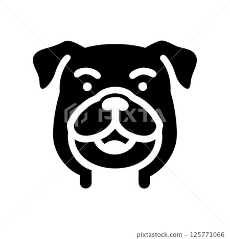 Happy Bulldog Mascot Silhouette Vector Icon Fierce Logo Design for T-Shirt Sports Teams and Bold Branding 125771066