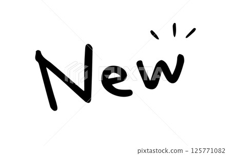 Simple handwritten NEW black text 125771082