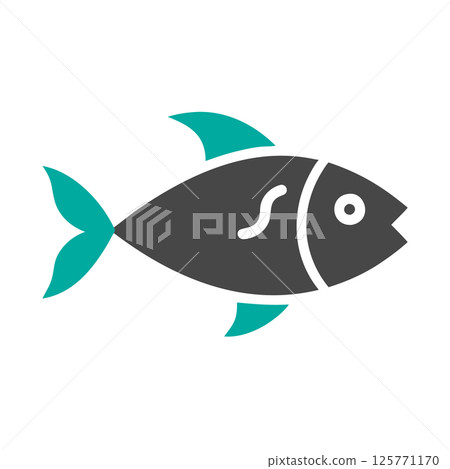 Minimalist Fish Outline Icon Simple Seafood Symbol for Menus, Packaging & Marine-Themed Designs 125771170