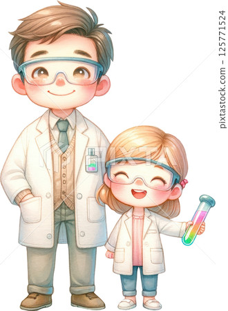 Scientist Dad and Daughter Sharing a Moment 125771524