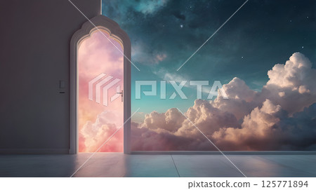 glowing doorway symbolism leading to a celestial dreamscape glowing doorway symbolism leading to a celestial dreamscape 125771894