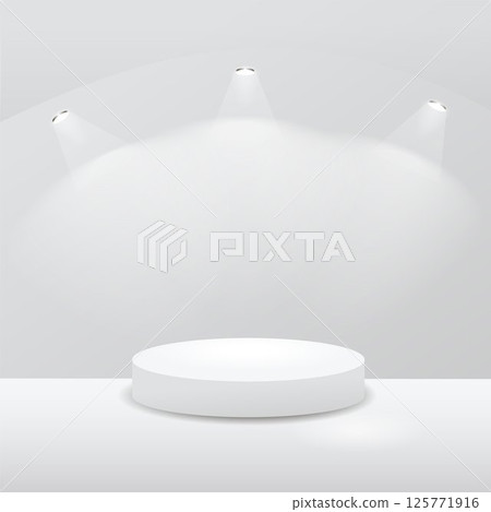 White room with Stage and light isolated 125771916