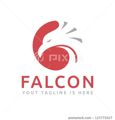 Circle Eagle Hawk Falcon Bird Animal Head Mascot Negative Space Business Logo Template 125772027