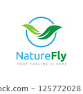 Circle Green Nature Leaves Wings Flying Business Logo Template 125772028