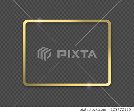 Realistic golden frame on transparent background  125772150
