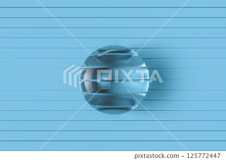 Sliced glass ball with blue background, 3d Sliced glass ball with blue background, 3d 125772447
