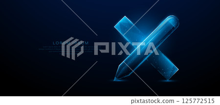 Futuristic Blue Pencil and Ruler Design Icon on Dark Tech Background Futuristic Blue Pencil and Ruler Design Icon on Dark Tech Background 125772515