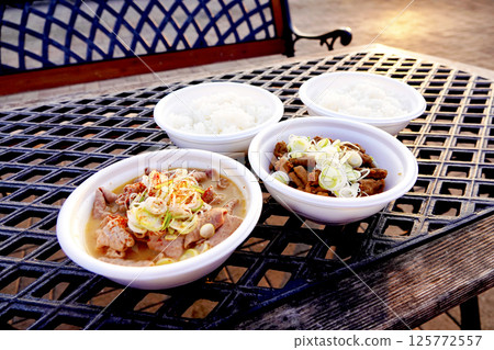 Joshu specialty, stewed offal, grilled offal, with rice, B-grade gourmet Joshu specialty, stewed offal, grilled offal, with rice, B-grade gourmet 125772557