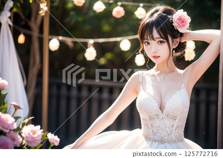 bride in white wedding dress 125772716